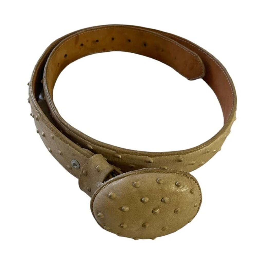 Rangers Buttercup Cowboy Belt Ostrich Quill Print Leather Rodeo